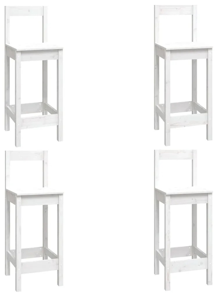 Set mobilier de bar, 5 piese, alb, lemn masiv de pin