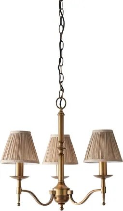 Endon 63628 - Candelabru suspendat cu lanț STANFORD 3xE14/40W/230V alamă/bej
