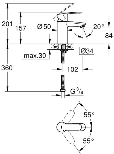 GROHE 3246820E - Bateriе pentru lavoar EUROSTYLE COSMOPOLITAN, mărimea S, crom
