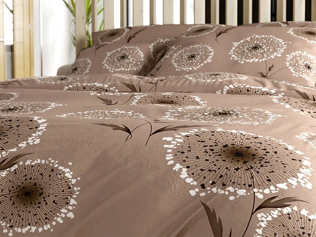 Set lenjerie cocolino PAMPELINO maro deschis + cearsaf Cocolino microplus cu elastic SOFT 90x200 cm alb, pat single