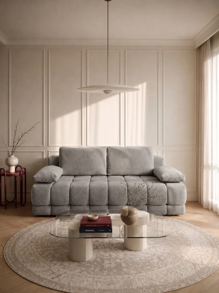 Canapea extensibilă cu ladă Tuko - stofă hidrofobă gri Murano 847