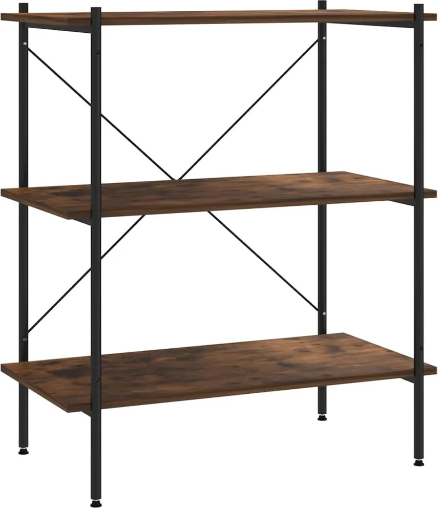 vidaXL Unitate cu rafturi pe 3 niveluri, negru și natural, 80x40x92 cm