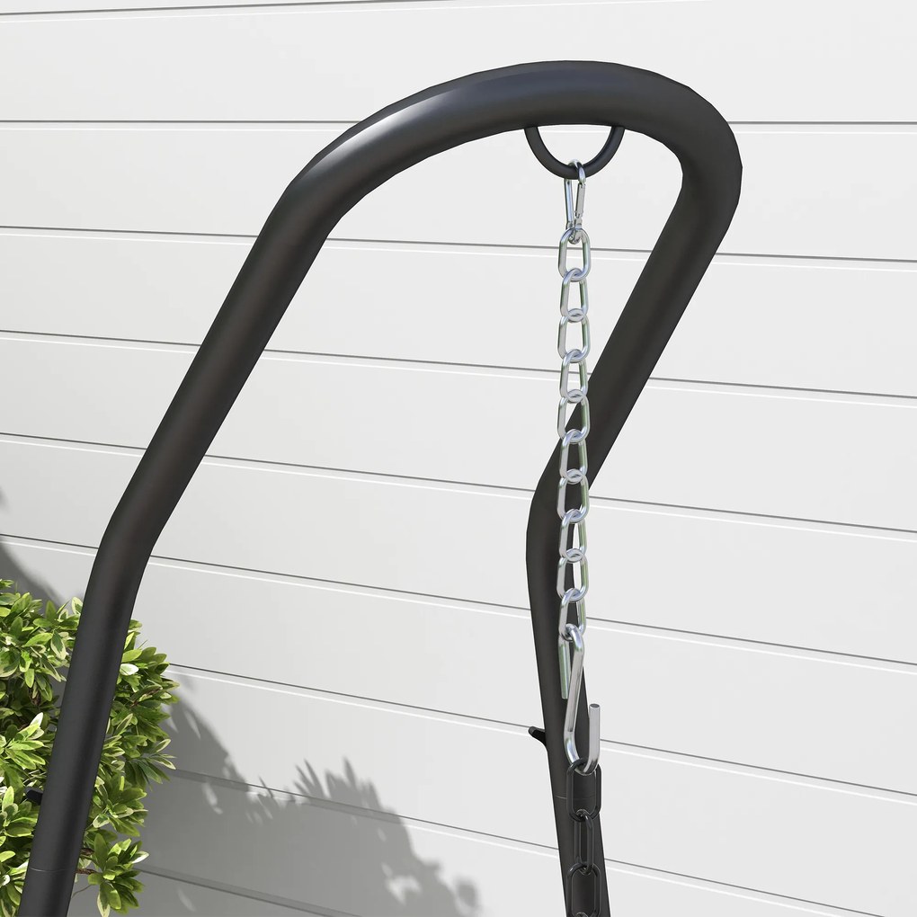 Outsunny Suport pentru fotoliu suspendat Cadru pentru fotoliu suspendat Suport pentru fotoliu suspendat, 133 cm x 116 cm x 195/230 cm, Negru | Aosom Romania