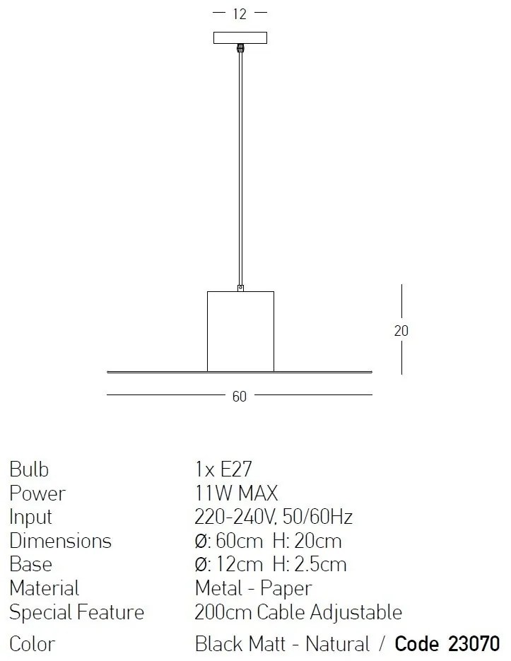 Lustra/pendul design decorativ natural Paper D-60cm