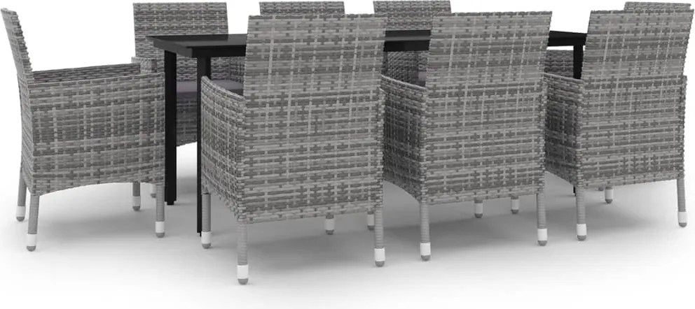 vidaXL Set mobilier de grădină cu perne, 9 piese, poliratan și sticlă