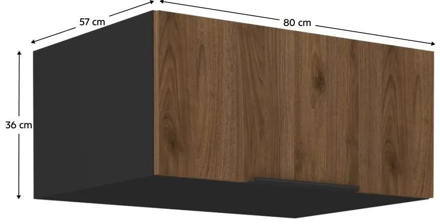 Dulap superior de bucătărie Monzesa 80 NAGU 36 1F (nuc okapi + negru) . 1096946