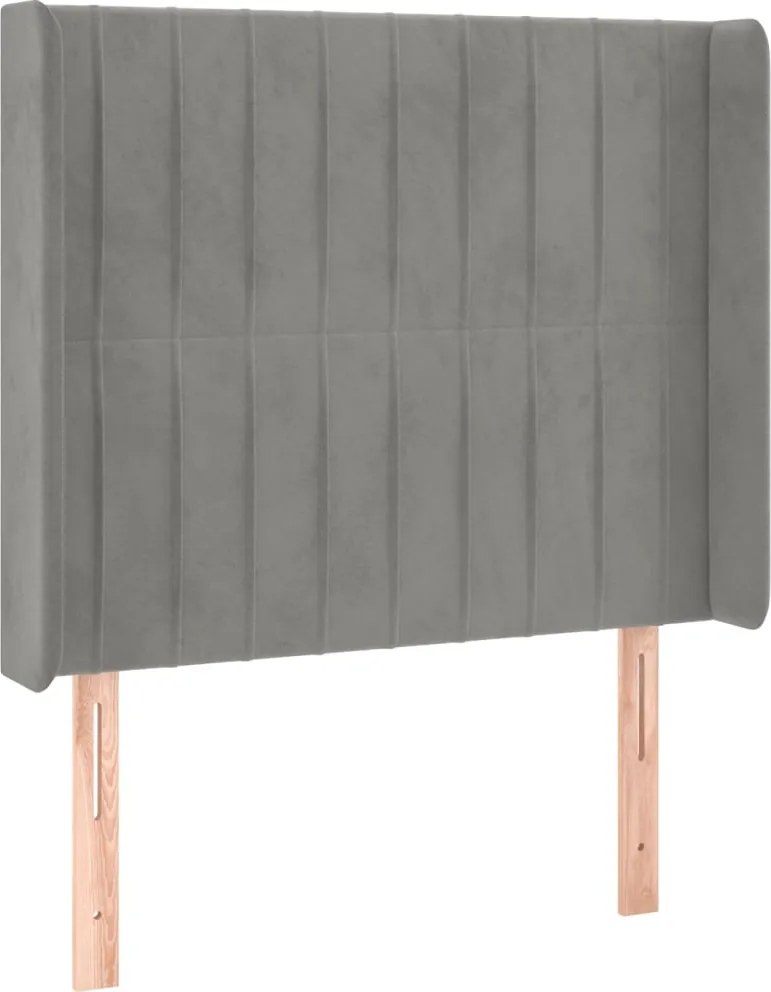 vidaXL Tăblie de pat cu aripioare gri deschis 103x16x118/128cm catifea