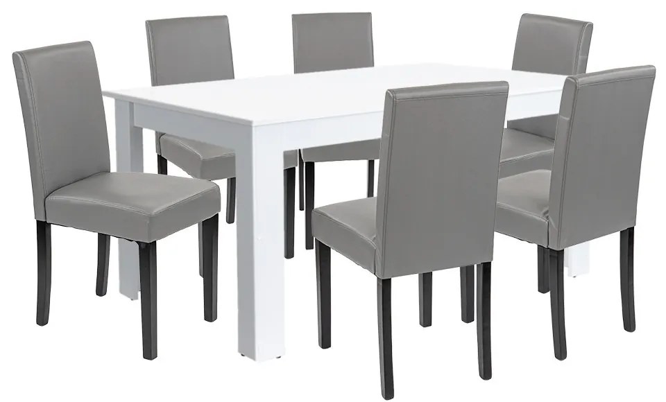 Set de masă Leon 6+1 alb-gri