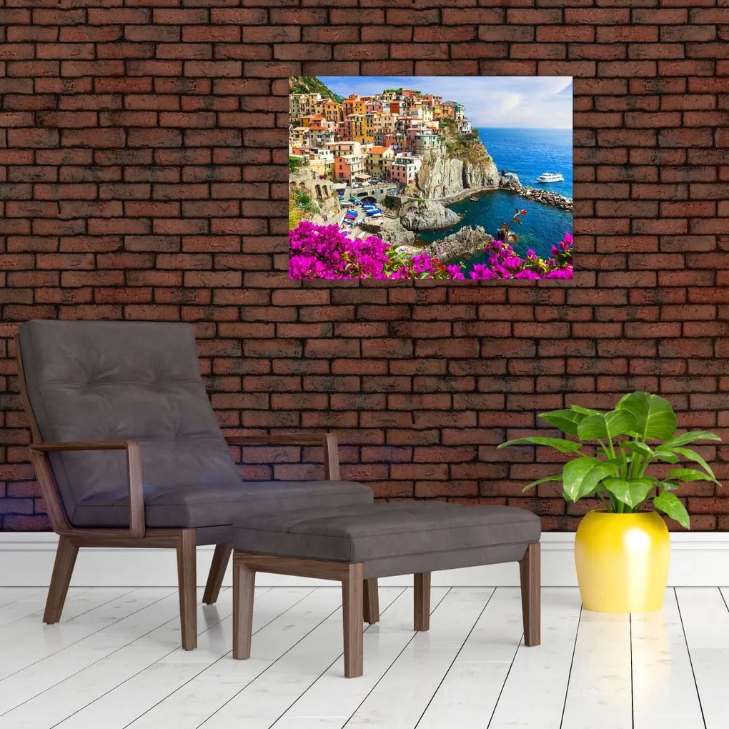 Tablou pe sticlă - Satul italian Manarola (70x50 cm)