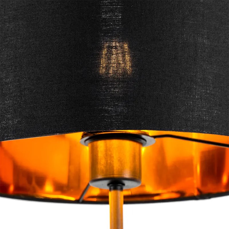 Lampa de podea moderna neagra cu auriu rotund - VT