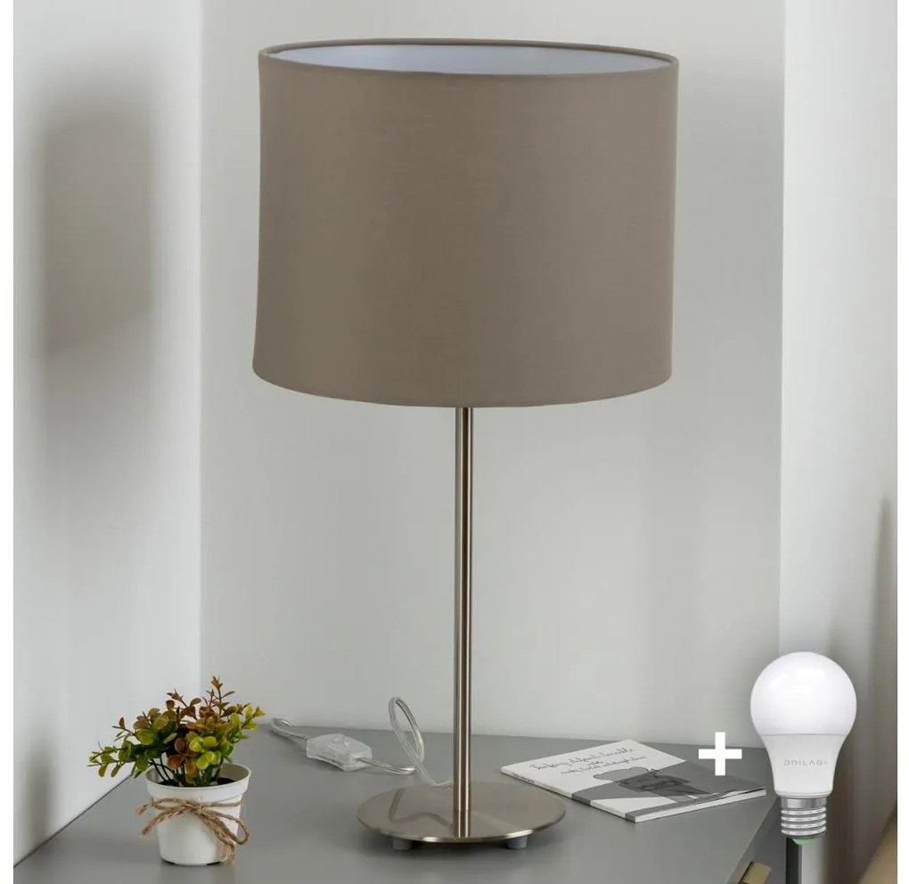 Lampă LED de masă Eglo TUNJA 1xE27/60W/230V 38,5 cm crom mat/taupe
