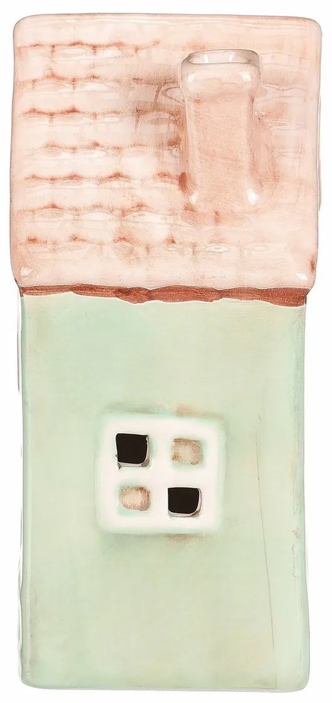 Căsuță din ceramică cu LED, 10 x 7 x 14 cm,primăvară, verde închis