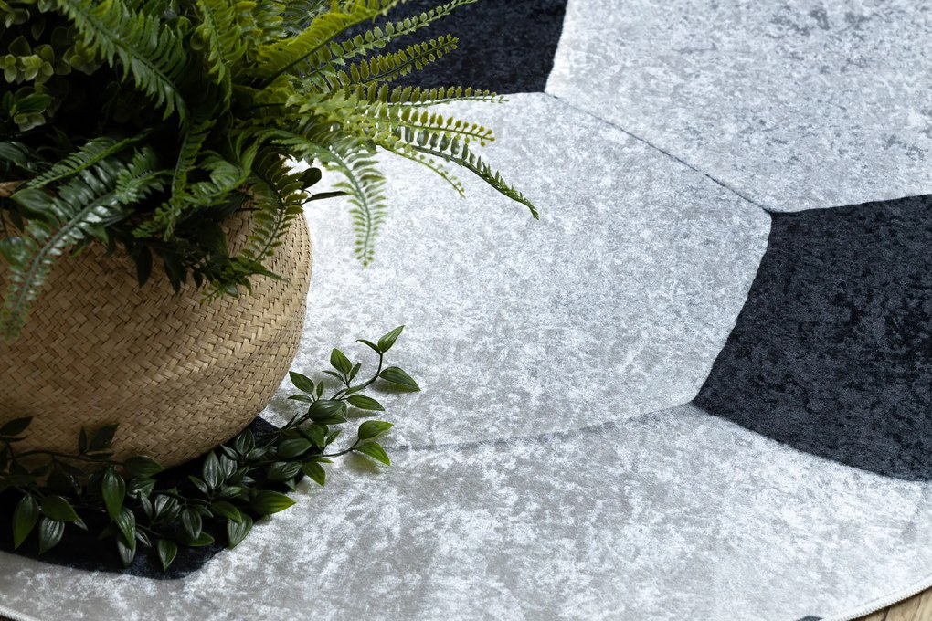 BAMBINO 2139 cerc covor lavabil - Fotbal pentru copii anti-alunecare - negru / alb - SECUNDAR-COTATI PRODUSUL