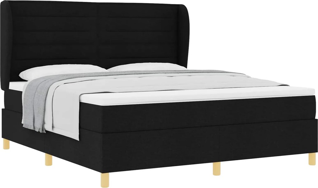 vidaXL Pat cu arcuri cu saltea Negru 200 x 180 cm țesătură