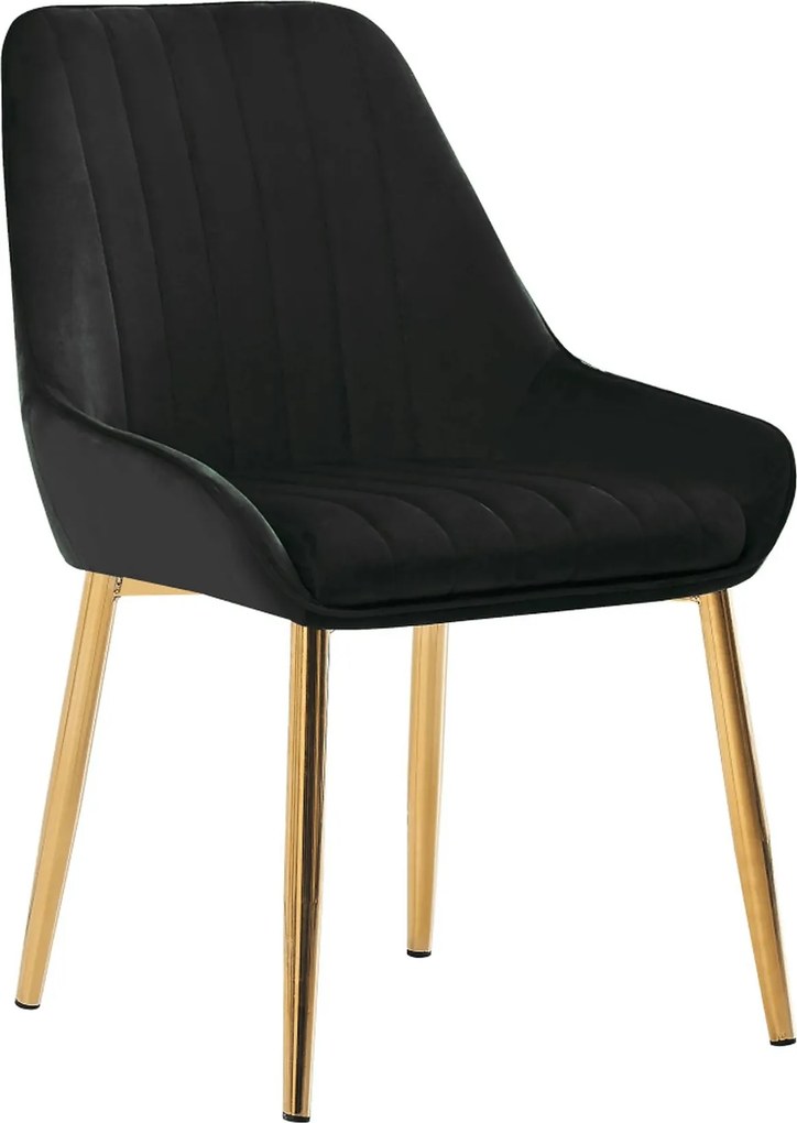 Scaun PERLIA, negru/auriu, stofa catifelata/metal, 56x62x89 cm