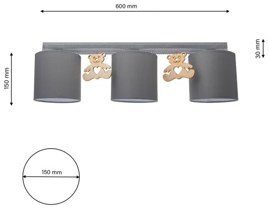 Plafonieră copii BEAR 3xE27/60W/230V