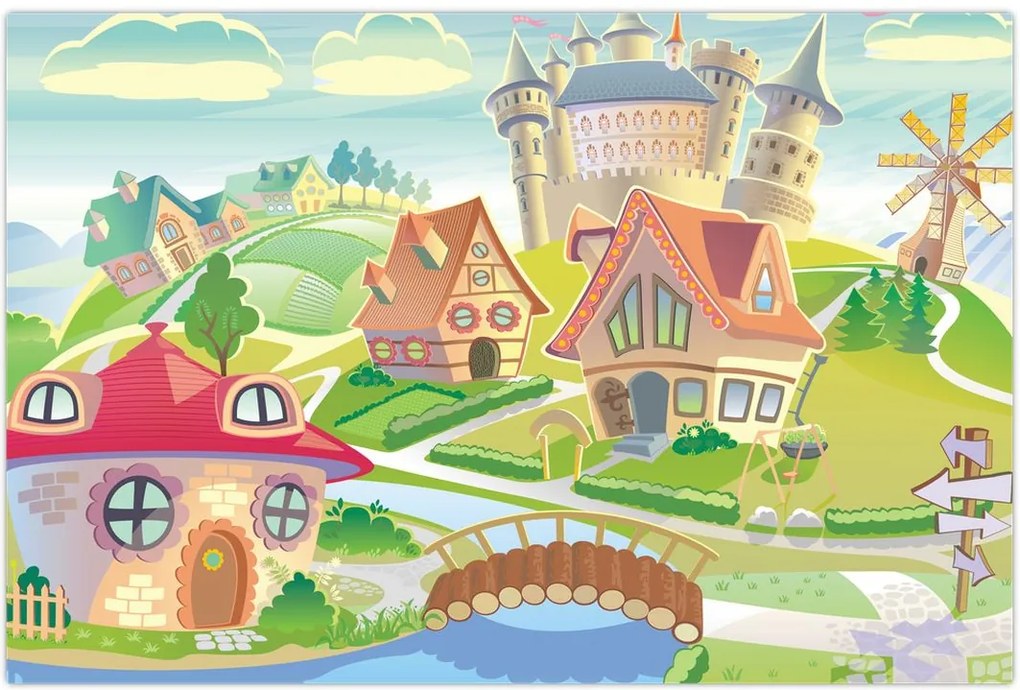 Tablou - Orășel colorat (90x60 cm)