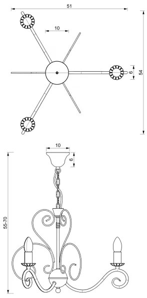 Lustră pe lanț MAURO 3xE14/60W/230V
