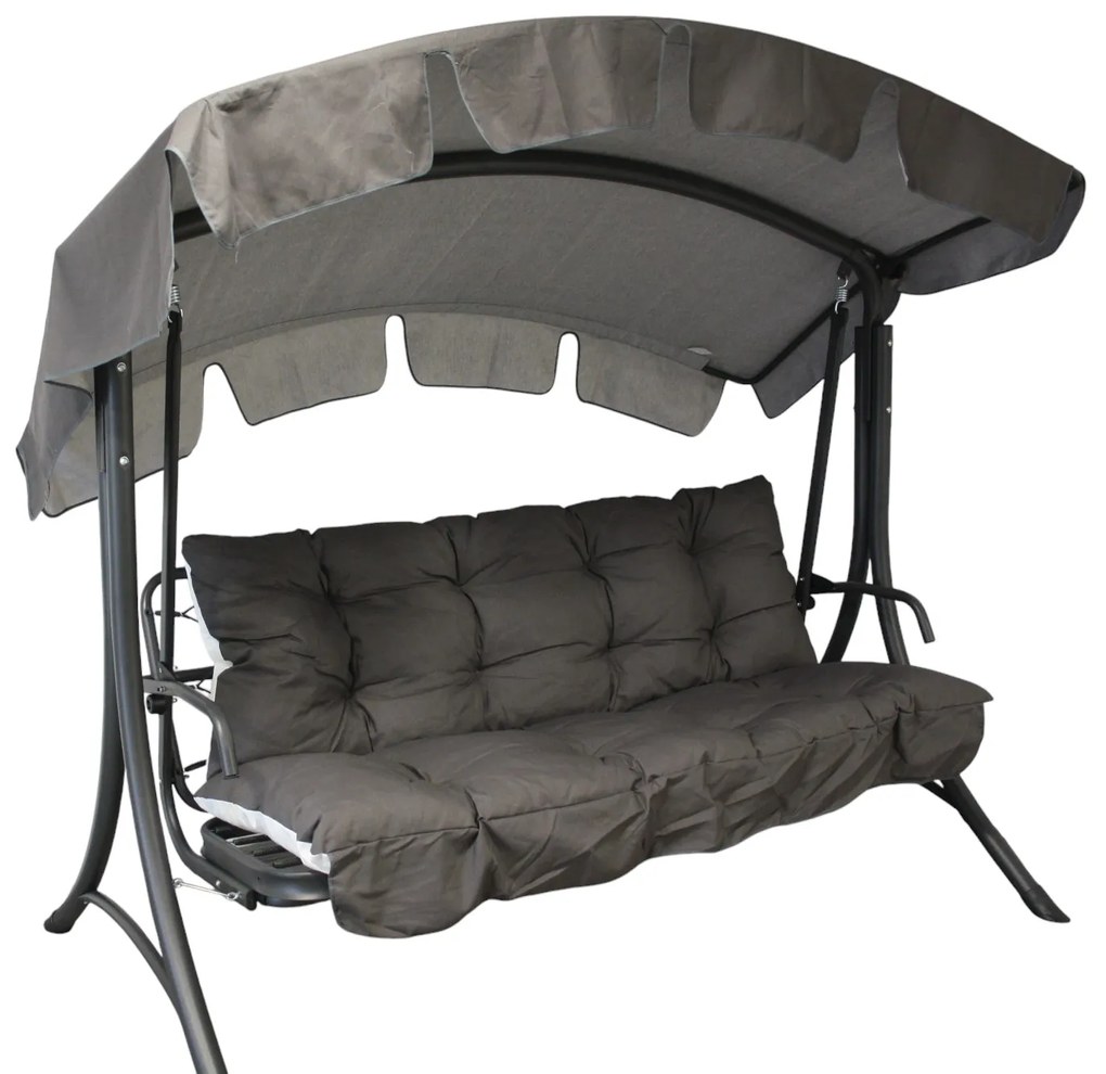 Balansoar de gradina cu functie pat, Diego, 208x126x173 cm, Structura otel, acoperis si perne incluse