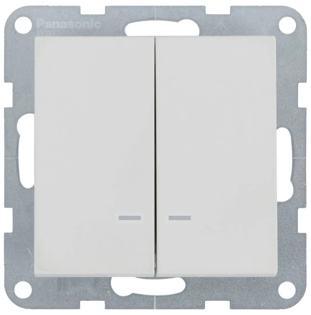 Intrerupator dublu cu led 10A, IP20, Seashell, Panasonic Karre Plus 55 Soft Touch