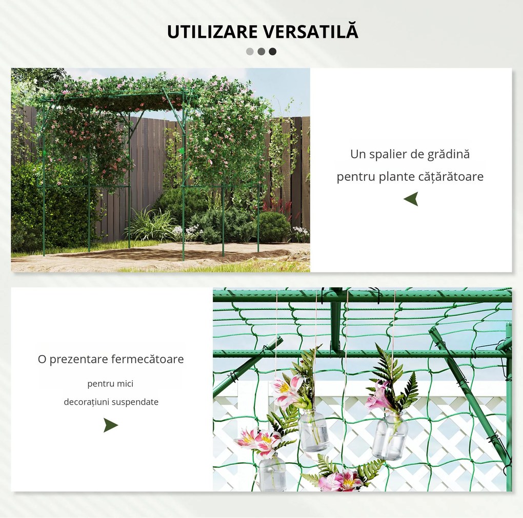 Outsunny Grilaj din oțel de introdus rezistent la rugină suport pentru plante cățărătoare spalier 223 x 223 x 223 cm arcadă pentru trandafiri Verde | Aosom Romania