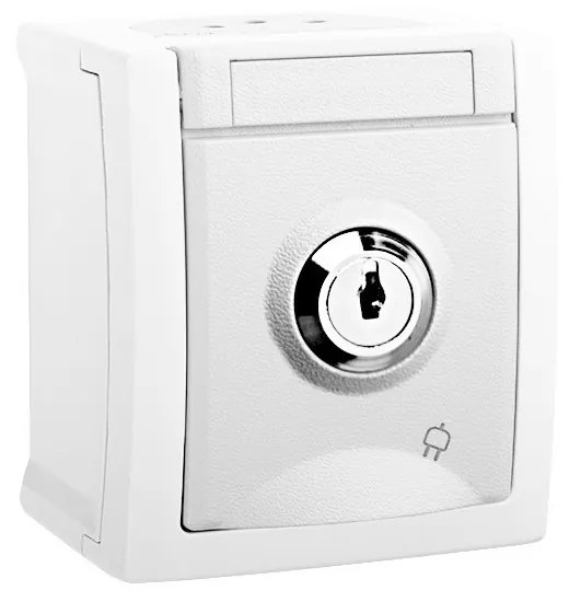 Priza simpla cu cheie IP54 Pacific Panasonic, PT, alb