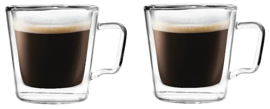 Set 2 cești pentru espresso din sticlă dublă Vialli Design, 80 ml