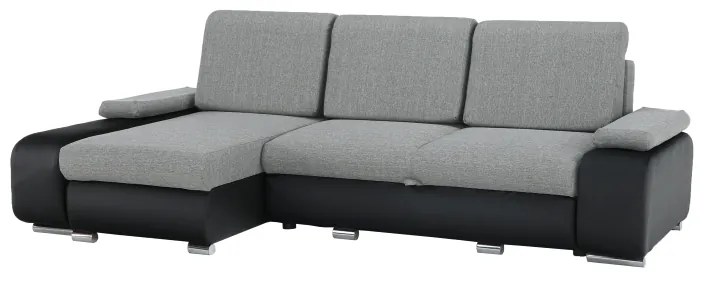 Coltar extensibil LATE stanga negru-gri, 250/95/140 cm