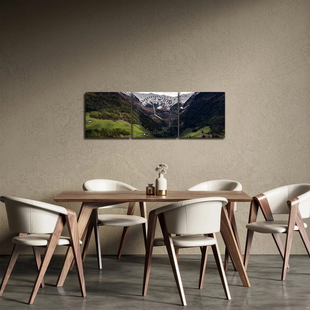 Tablou - Valea la poalele munților (cu ceas) (90x30 cm)