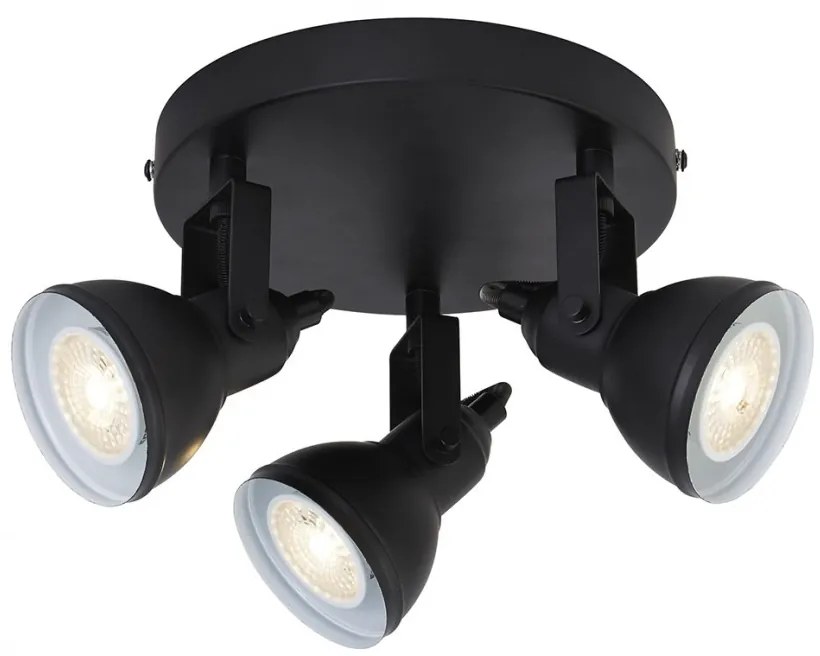 Plafoniera stil industrial cu 3 spoturi orientabile Focus 1543BK SRT