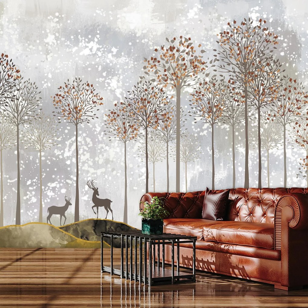 Fototapet - Cerbi în pădure (147x102 cm)