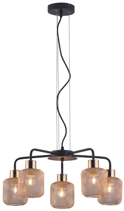 Suspensie Loren, E27, Gold|Black, 5 X Max 40W, 4165500, Viokef Grecia