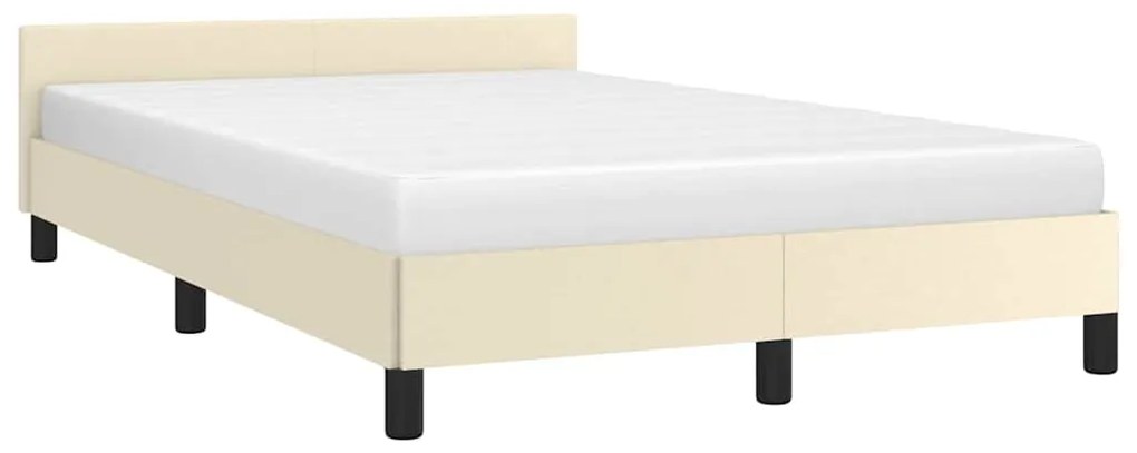 vidaXL Cadru de pat fără saltea cremă 120x190 cm piele artificială