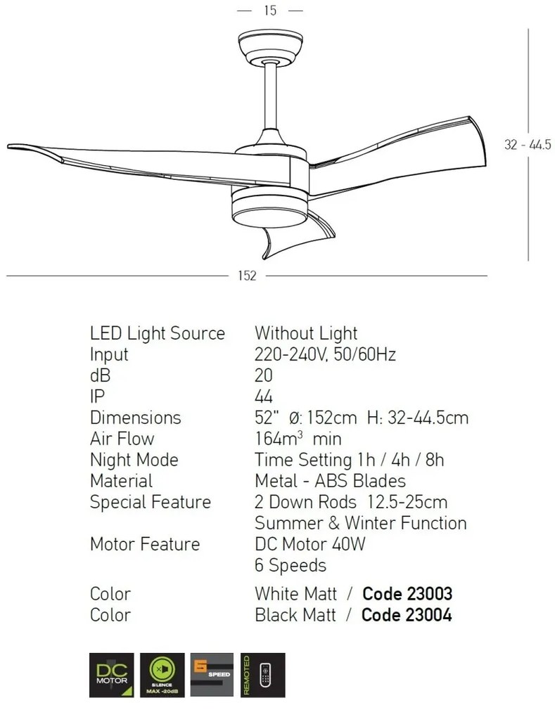 Ventilator de tavan pentru exterior cu telecomanda IP44 Skadi negru