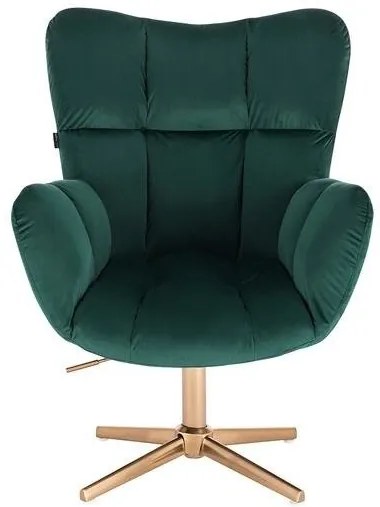 HR650CROSS Verde Catifea Scaun cu Bază Aurie