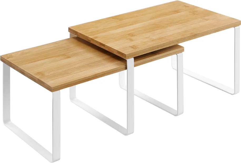 Set de organizatoare din bambus CEZAR, 2 piese, maro/albă SongmicsHome