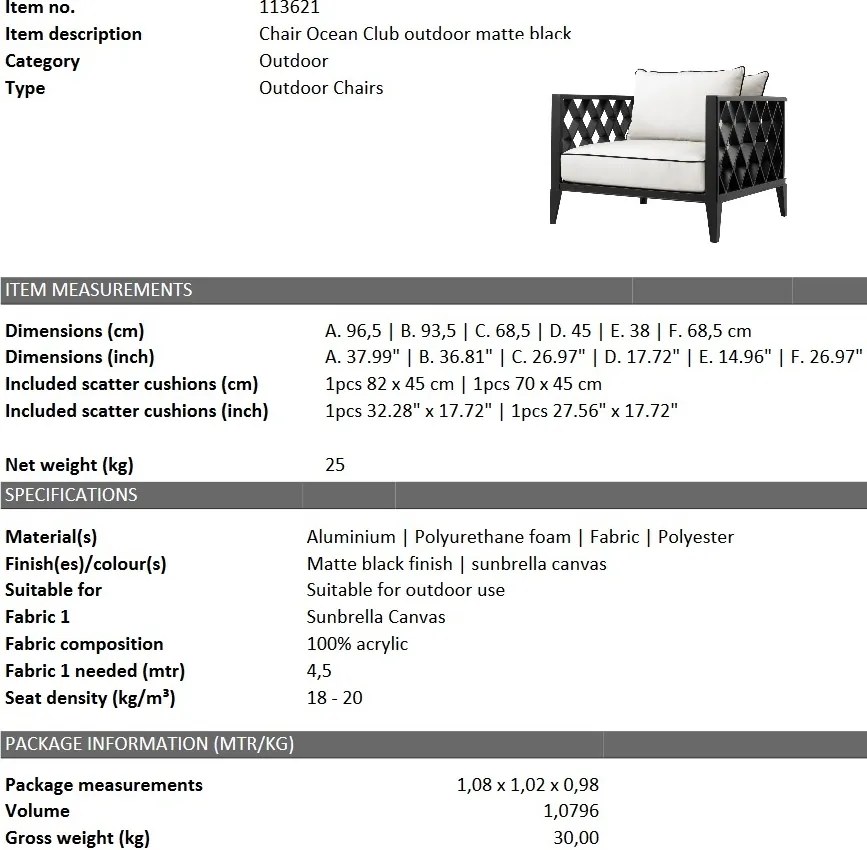 Fotoliu pentru interior si exterior Ocean Club, negru 113621 HZ