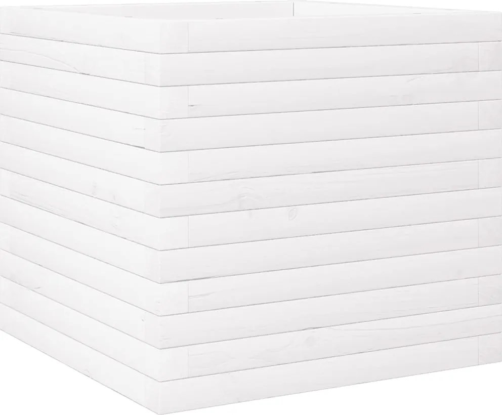 vidaXL Jardinieră de grădină, alb, 50x50x46 cm, lemn masiv de pin