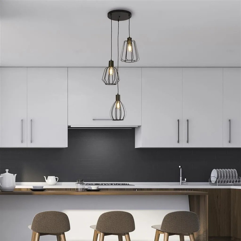 Lustra cu 3 pendule design industrial X Senator