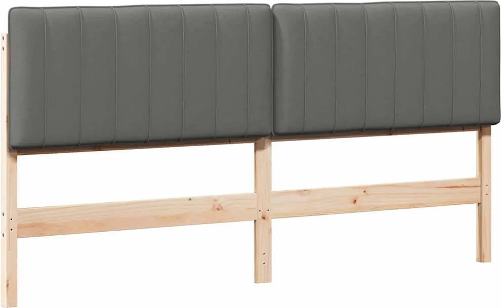 vidaXL Tăblie tapițată Maro și gri deschis 200 cm Lemn de pin masiv