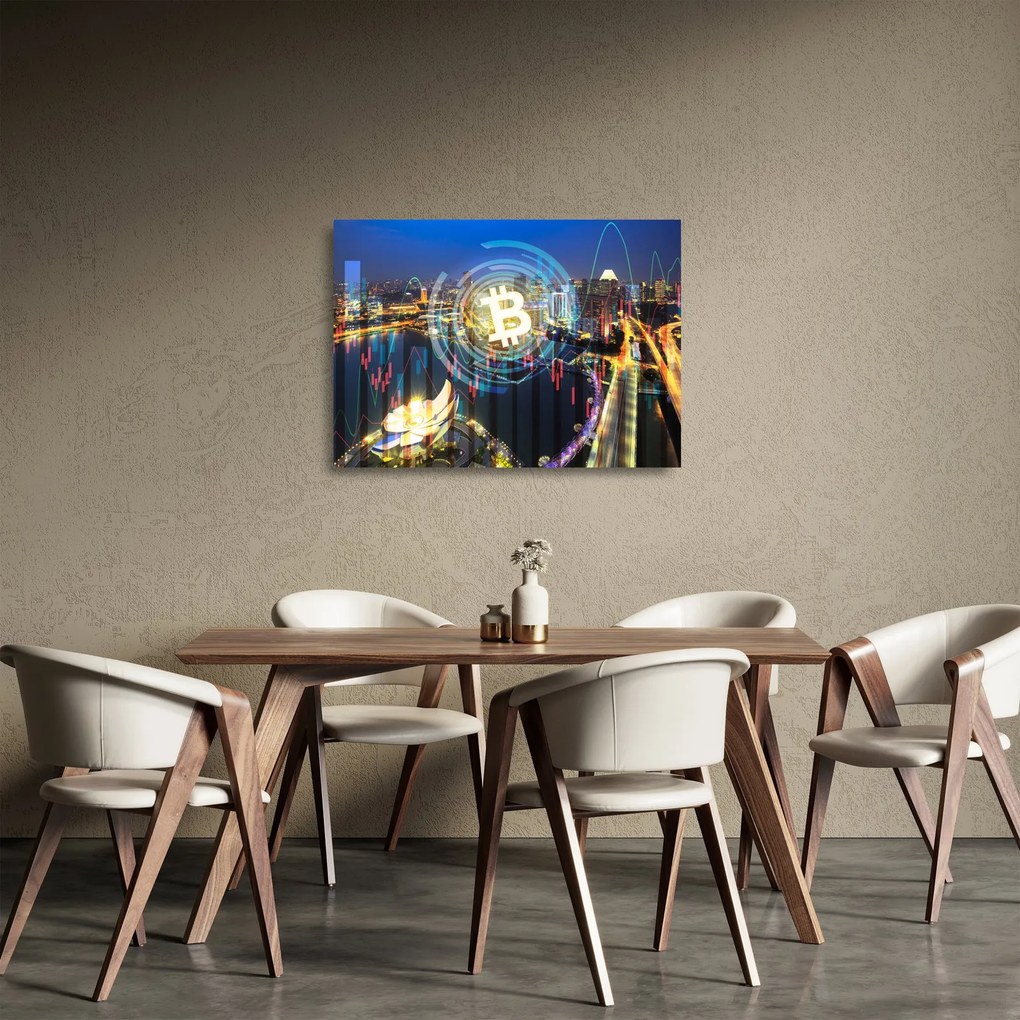 Tablou pe sticlă - Orașul investițiilor (70x50 cm)