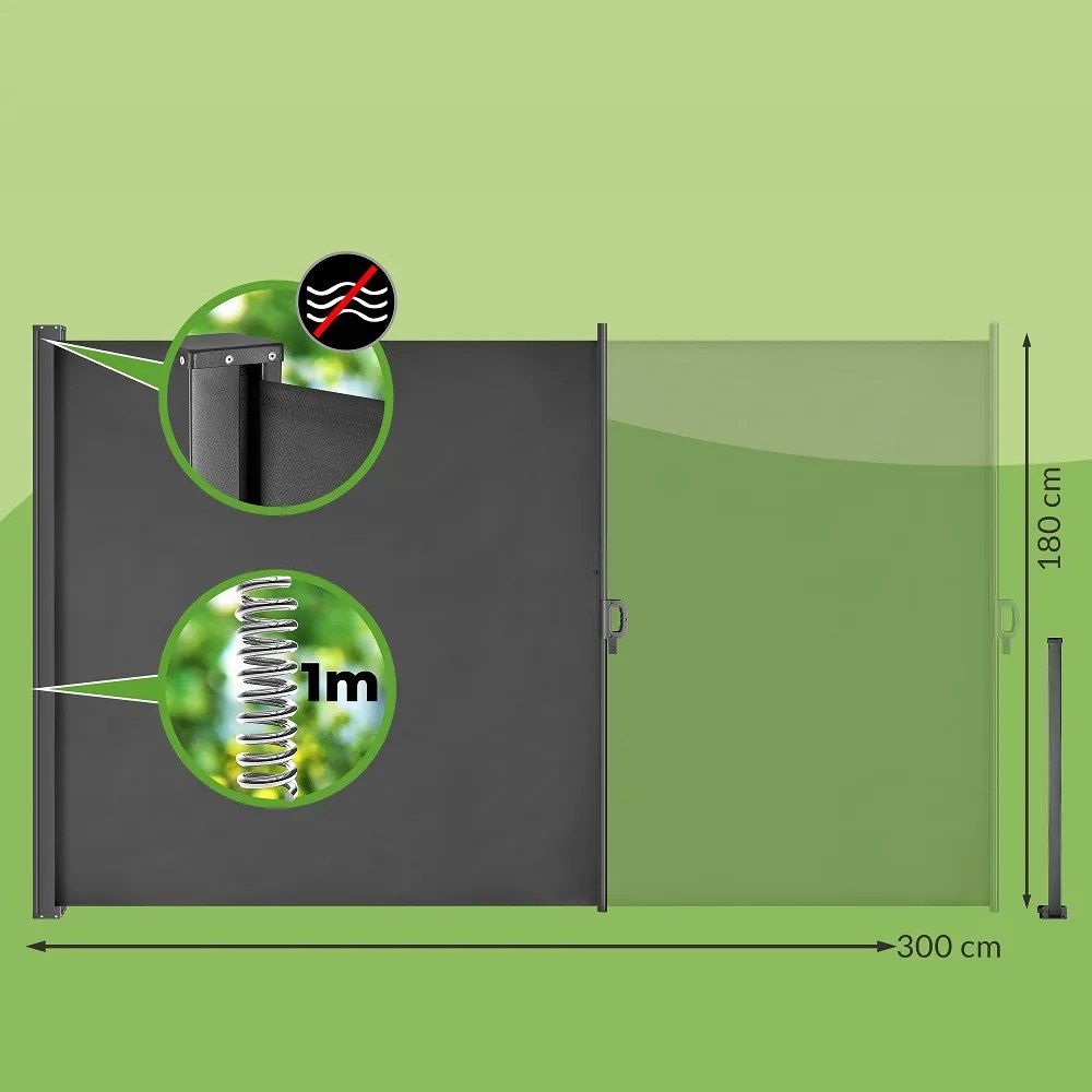 Marchiză laterală NOSARA pentru terasă, 180x300cm, antracit Casaria