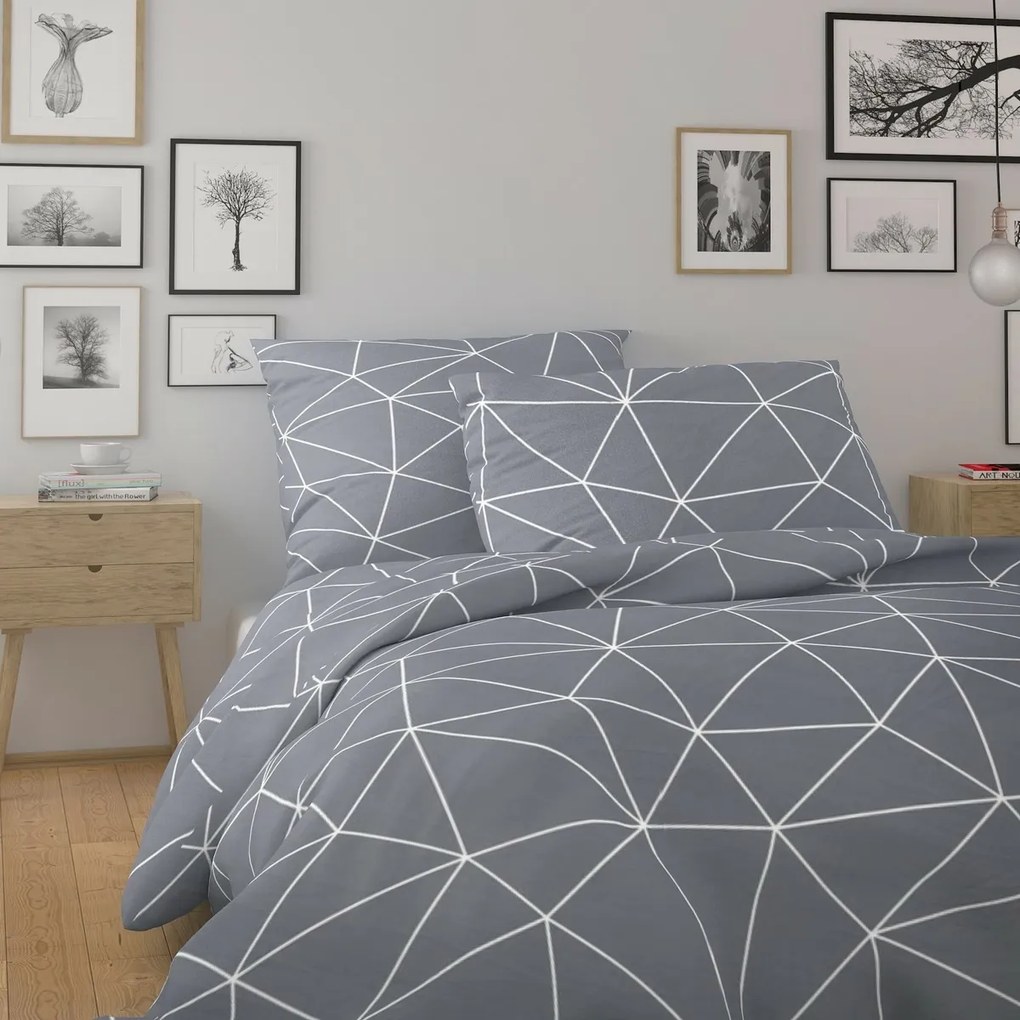 Lenjerie de pat din bumbac Kvalitex Nordic Gridgri, 200 x 200 cm, 2x 70 x 90 cm, 200 x 200 cm, 2 buc. 70 x 90 cm