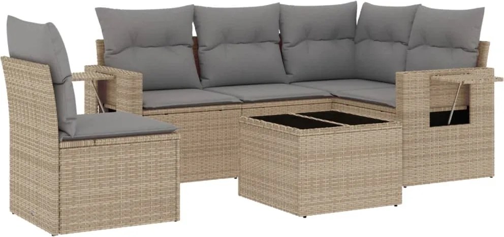 vidaXL Set canapele de grădină cu perne, 6 piese, bej, poliratan