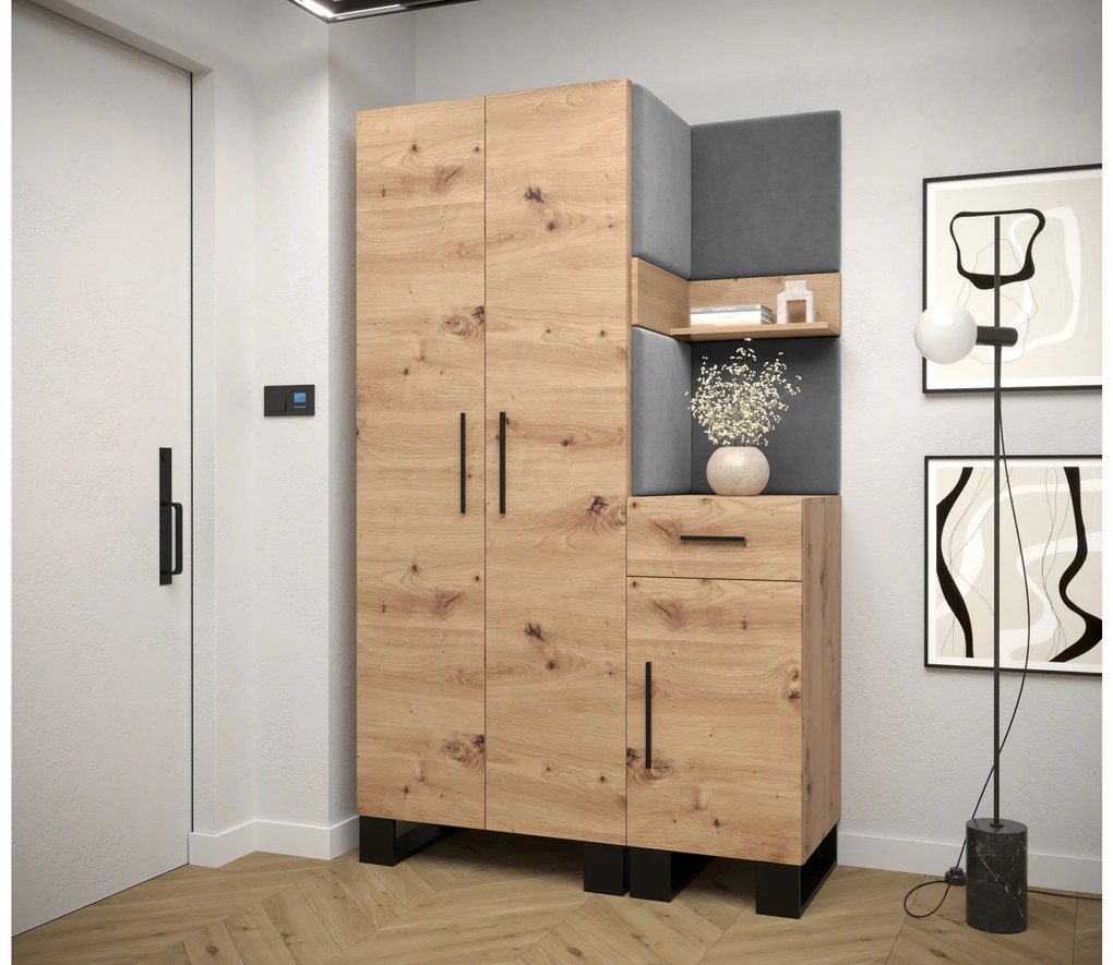 Set mobilier pentru hol Amanda 6 (Stejar artisan + gri închis). 1085905