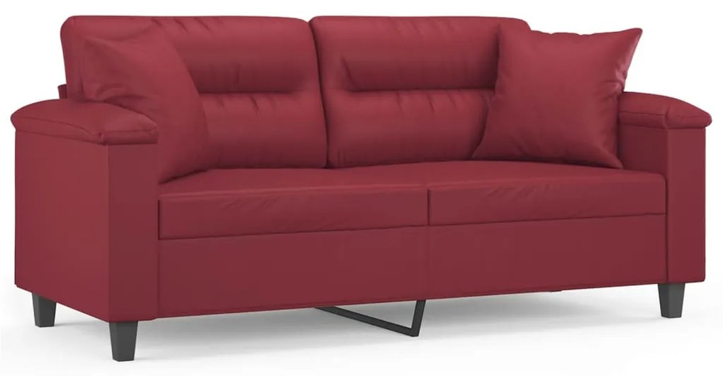 3200991 vidaXL Canapea cu 2 locuri cu pernuțe, roșu vin 140 cm piele ecologică