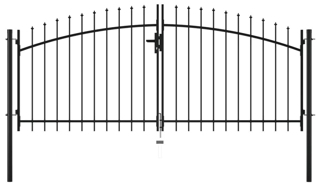 Poarta de gard cu usi duble, cu varfuri de sulita, 300 x 150 cm 300 x 150 cm