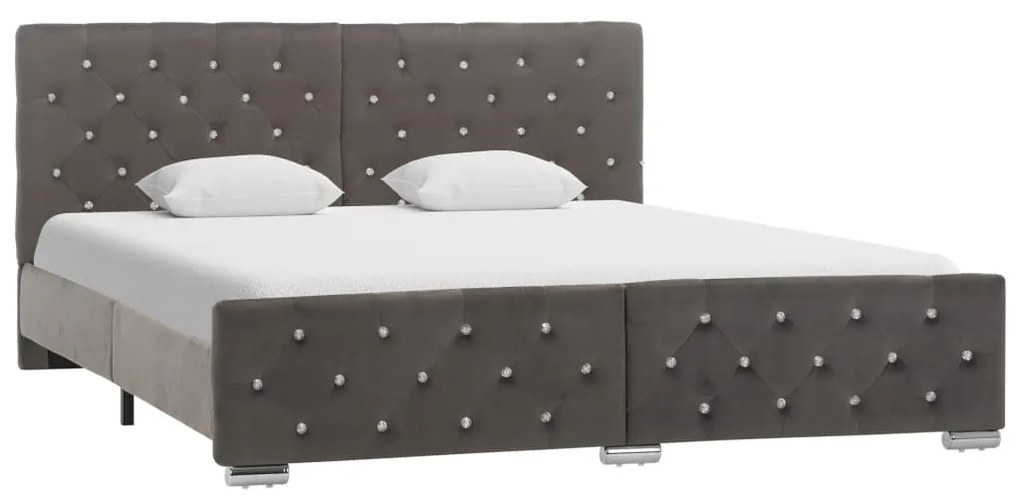 286833 vidaXL Cadru de pat, gri, 160 x 200 cm, catifea