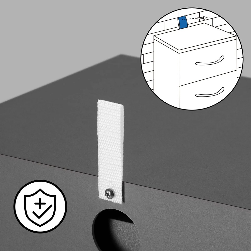 Noptieră ELOISE cu iluminare, 54x39x28cm, antracit Casaria