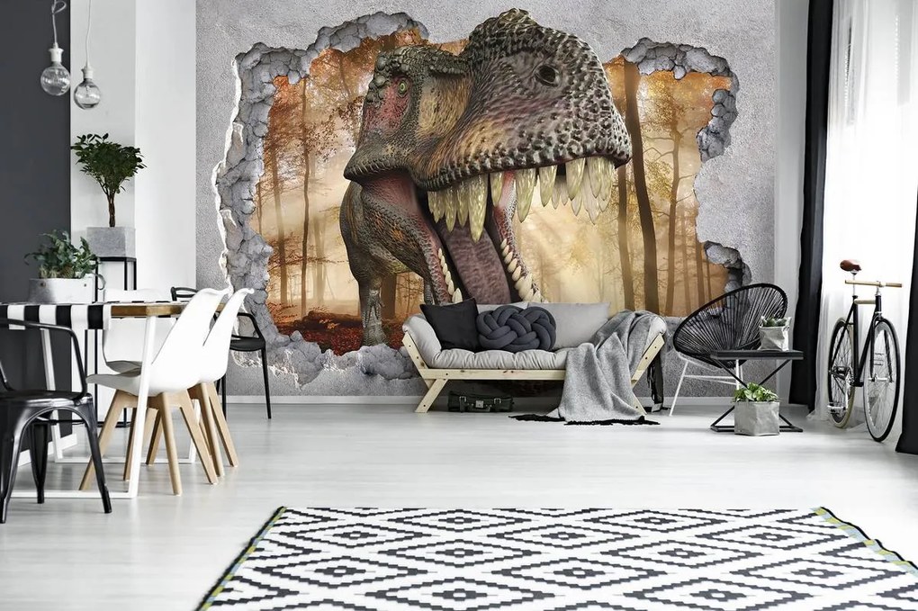 Fototapet - Gaură - dinozaur (254x184 cm)
